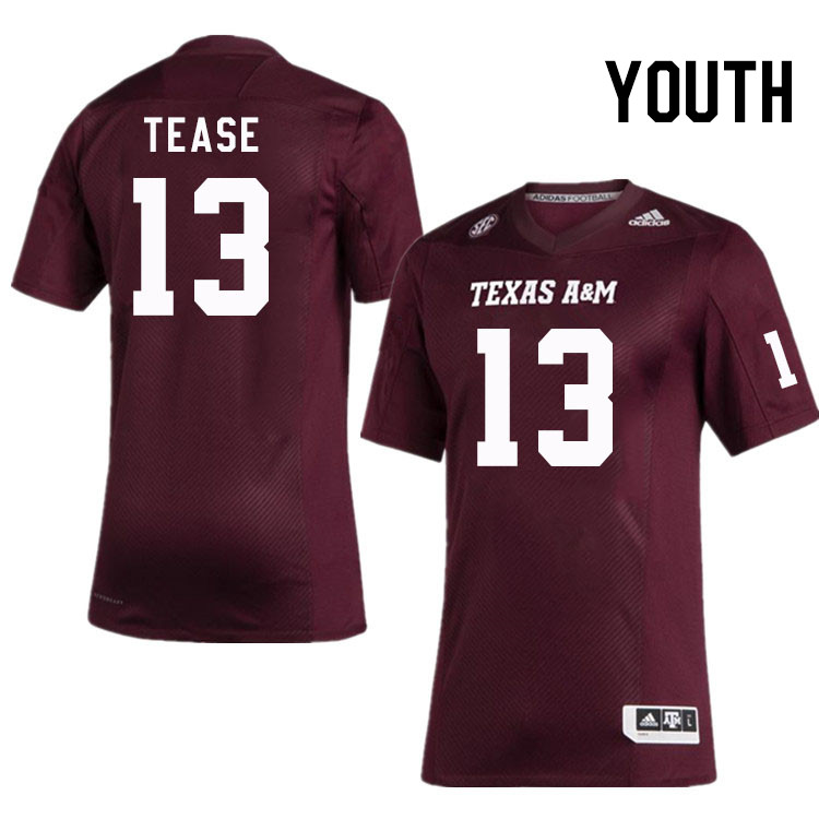 Youth #13 Micah Tease Texas A&M Aggies College Football Jerseys Stitched Sale-Maroon